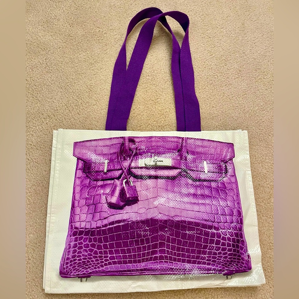Croc “Print” Reusable Shopping Tote in Purple - Picture 3 of 10